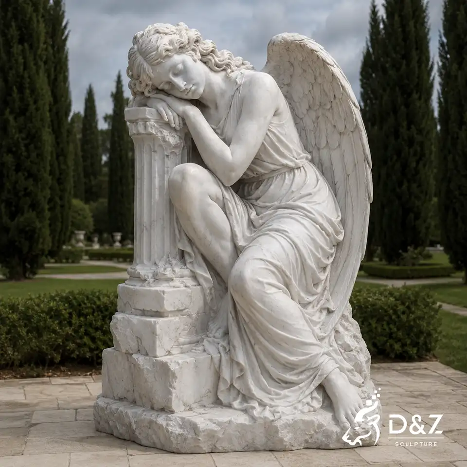 Outdoor marble sleeping angel statue for villa courtyard and garden decoration Outdoor marble sleeping angel statue for villa courtyard and garden decoration