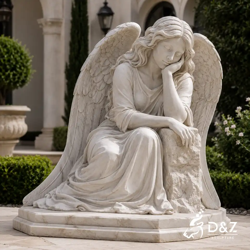 Custom marble sleeping angel sculpture for church garden and memorial projects Custom marble sleeping angel sculpture for church garden and memorial projects