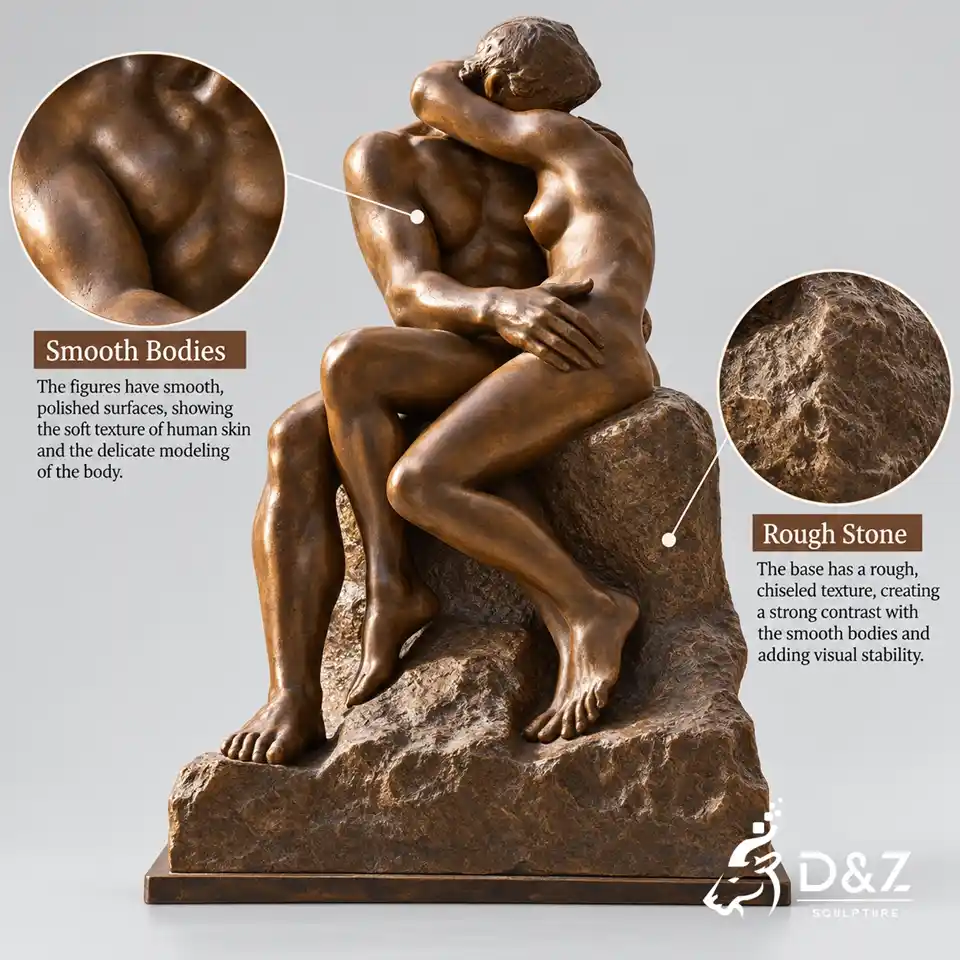 The Kiss sculpture non-finito analysis comparing smooth bodies with a rough stone base The Kiss sculpture non-finito analysis comparing smooth bodies with a rough stone base