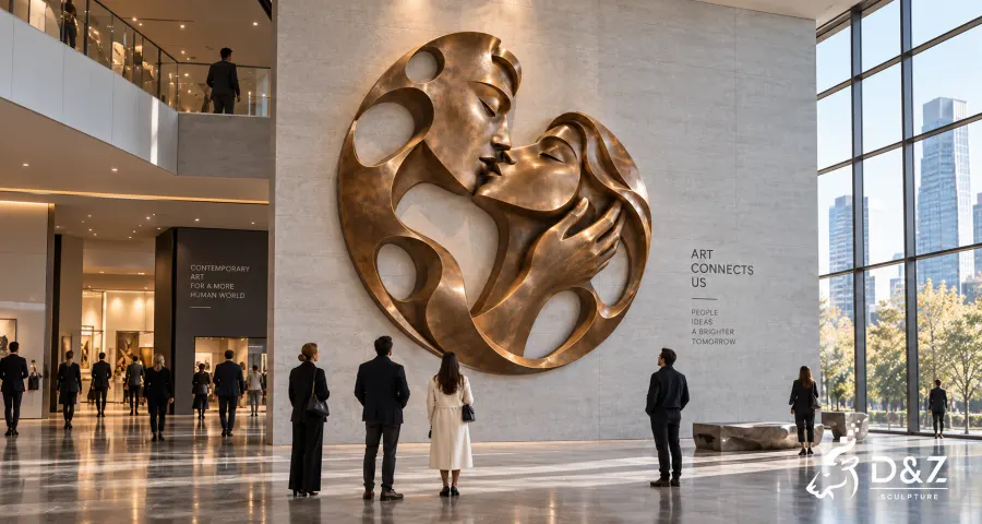 Modern abstract kiss sculpture wall art